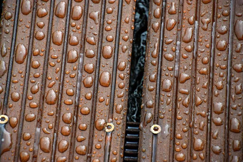 Water drops on wood